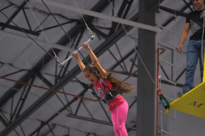 Flying trapeze practice inside the LVCC gym